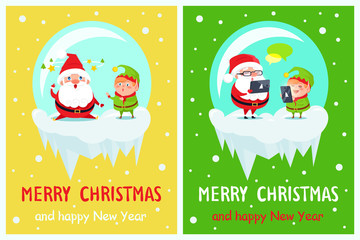 Merry Christmas and Happy New Year Greeting Cards