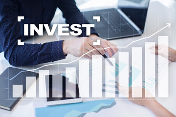 Invest. Return on investment. Financial growth. Technology and business concept.
