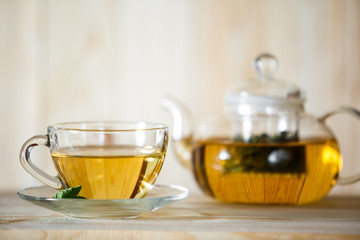 Hot herbal healthy tea with ingredients