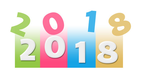 New Year 2018 Colorful Random Text Stripes 