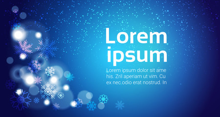 Winter Holidays Background Banner With Copy Space Blue Snowflakes Glittering Vector Illustration