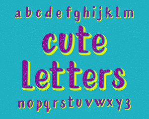 Cute letters typeface. Cartoon font. Isolated english alphabet.