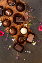 chocolate sweets with flowers