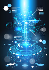 Infographic Elements Futuristic Template Banner With Copy Space Tech Abstract Background Charts And Graph Vector Illustration