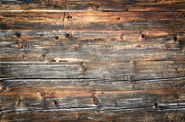 Old natural brown wood wall. Wooden textured background pattern.