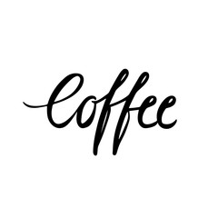 Vector illustration of thin calligraphic written coffee word.