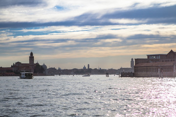 Aerial view of venetian lagoon