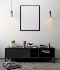 Mockup Poster in the interior, 3D illustration of a modern design