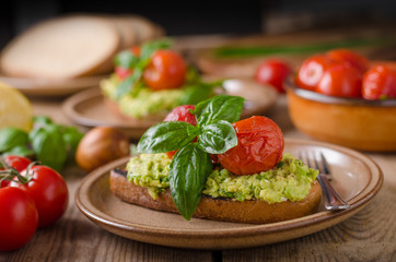 Bread cheese spread baked tomato