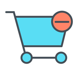 Remove Items from Shopping Cart Pixel Perfect Vector Thin Line Icon 48x48. Simple Minimal Pictogram