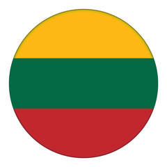 Flag of Lithuania, icon. Realistic color. Abstract concept. Vector illustration on white background.