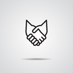 handshake icon line vectorm Concept wolf fox