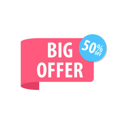 Big offer Label. Isolated on white. Red color.