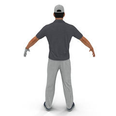 Golf Player in a gray shirt on a white. 3D illustration