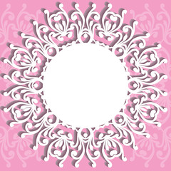 Collection of round lacy napkin for your text or photo. Elegant design . Vector illustration . It can be used as a frame for the photo , for greeting cards, invitations .