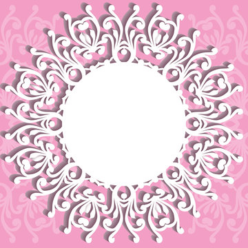 Collection of round lacy napkin for your text or photo. Elegant design . Vector illustration . It can be used as a frame for the photo , for greeting cards, invitations .
