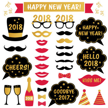 New Year 2018 party photo booth props