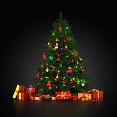 Obraz na płótnie Canvas 3d Rendering decorated Christmas tree