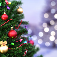 3d Rendering fragment decorated Christmas tree