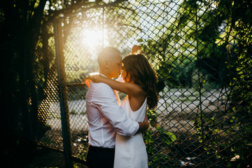 Happy couple on sunset 