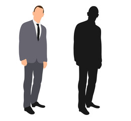  isolated silhouette man in a tie is standing