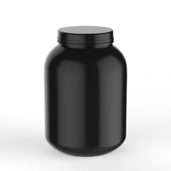 Protein or gainer powder container tub and jar ready for your design labels. 3d illustration.