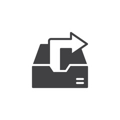 Outbox folder archive icon vector, filled flat sign, solid pictogram isolated on white. Cabinet symbol, logo illustration.