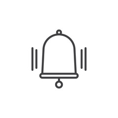 Obraz premium Ringing bell line icon, outline vector sign, linear style pictogram isolated on white. Notification bell symbol, logo illustration. Editable stroke