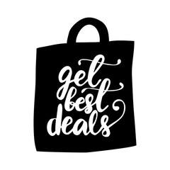 Lettering Get best deals. Vector illustration.