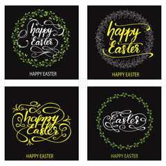 Fototapeta premium Set of greeting card designs for Easter. Vector illustration.