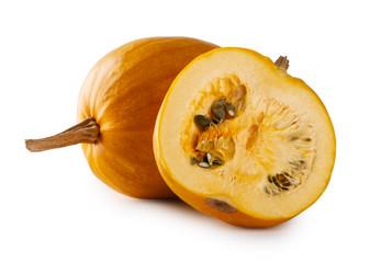 Whole and half pumpkin