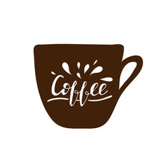Banner design with lettering Coffee. Vector illustration.