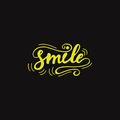 Card design with lettering Smile. Vector illustration.