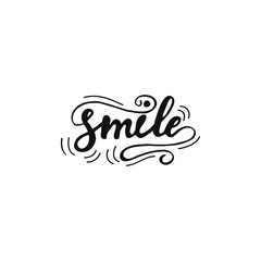 Card design with lettering Smile. Vector illustration.