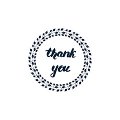 Greeting card design with lettering Thank you. Vector illustration.