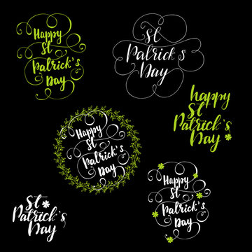 Set of Greeting Lettering for St Patrick's Day. Vector illustration.