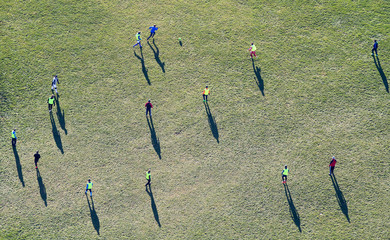 Top view of football training