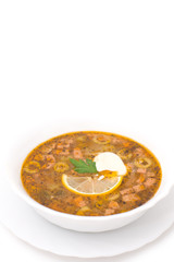 sausage soup with pickled cucumbers