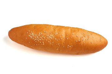 Bun or Hot dog bun with sesame on the white background