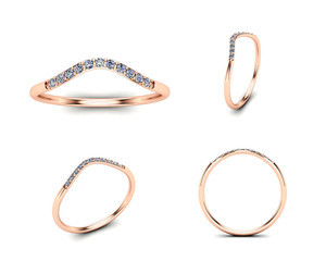 3D illustration gold rings of different angles. Jewelry background. Fashion accessory