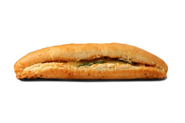 Bun or Hot dog bun with sesame on the white background