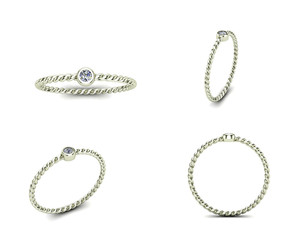 3D illustration gold rings of different angles. Jewelry backgrou