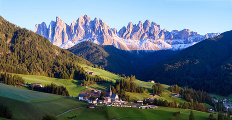 Autumn view of Santa Magdalena village in Italy