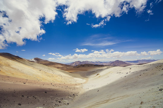 Panoramic view of Bolivia from the top of a Chilean volcano.