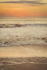 Sunset over the ocean. Chilean shore line.