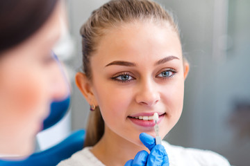 Selection color of teeth in dentistry.