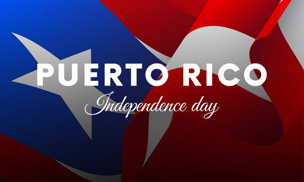 Banner or poster of Puerto Rico independence day celebration. Waving flag. Vector illustration.