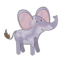 elephant cartoon colored crayon silhouette in white background