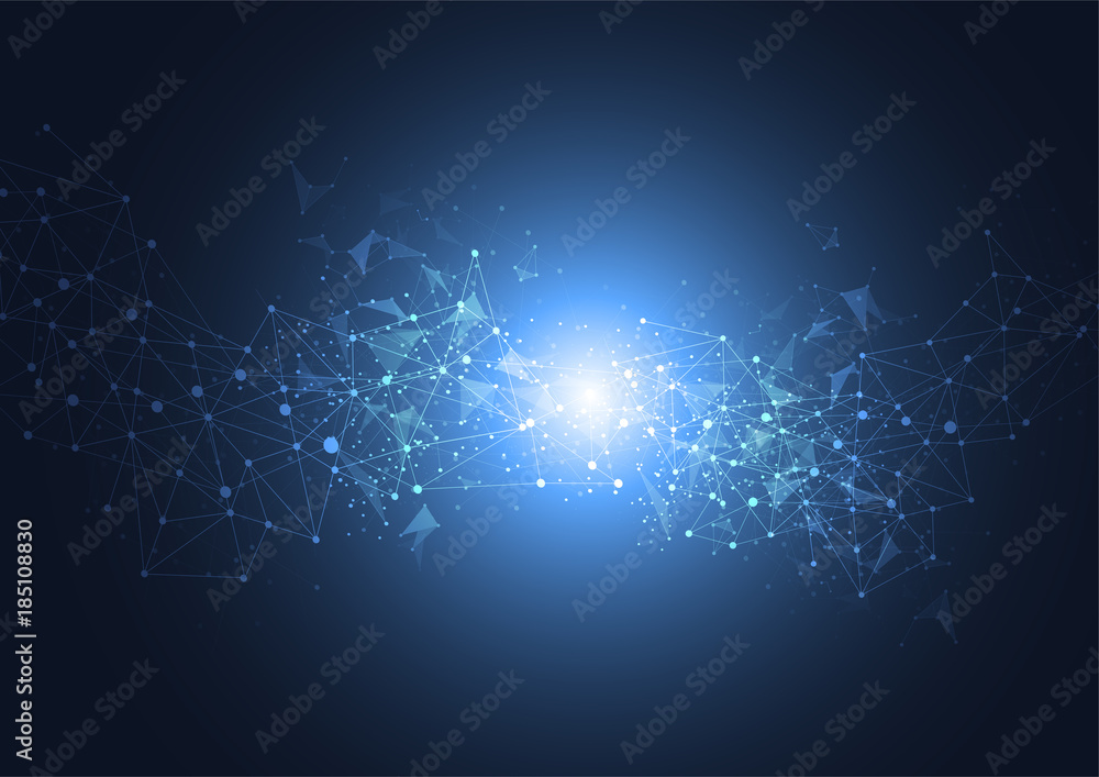 Poster abstract futuristic low poly connecting structure dots and lines on white background. vector illustr