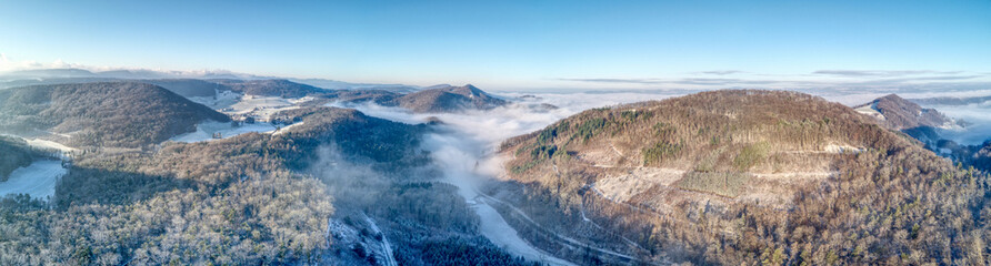 Winterpanorama vom Bürgersteig nach Westen